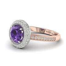 Amethyst Rose Gold Halo Engagement Ring Aura