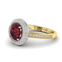 Garnet Ring Yellow Gold Halo Aura