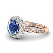 Blue Sapphire Rose Gold Halo Engagement Ring Aura