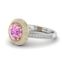Pink Sapphire White Gold Halo Engagement Ring Aura
