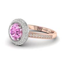 Pink Sapphire Rose Gold Halo Engagement Ring Aura