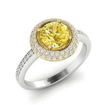 Yellow Sapphire White Gold Halo Engagement Ring Aura