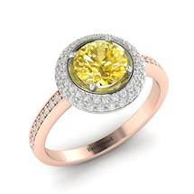 Yellow Sapphire Rose Gold Halo Engagement Ring Aura