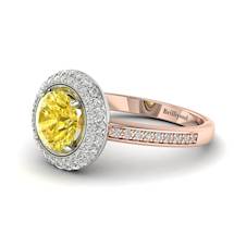 Yellow Sapphire Rose Gold Halo Engagement Ring Aura