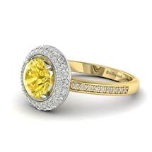 Yellow Sapphire Yellow Gold Halo Engagement Ring Aura