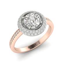 White Sapphire Rose Gold Halo Engagement Ring Aura