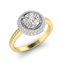 White Sapphire Yellow Gold Halo Engagement Ring Aura