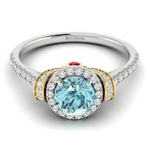 Aquamarine White Gold Two Tone Engagement Ring Helen