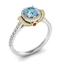 Aquamarine White Gold Two Tone Engagement Ring Helen