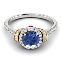 Blue Sapphire White Gold Two Tone Engagement Ring Helen