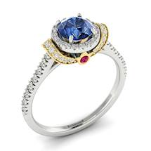 Blue Sapphire White Gold Two Tone Engagement Ring Helen