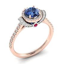 Blue Sapphire Rose Gold Two Tone Engagement Ring Helen