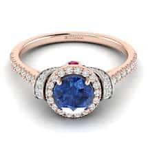 Blue Sapphire Rose Gold Two Tone Engagement Ring Helen
