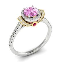 Pink Sapphire White Gold Two Tone Engagement Ring Helen