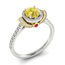 Yellow Sapphire White Gold Two Tone Engagement Ring Helen