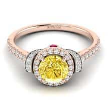 Yellow Sapphire Rose Gold Two Tone Engagement Ring Helen
