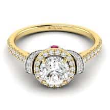 White Sapphire Yellow Gold Two Tone Engagement Ring Helen