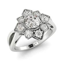 Diamond White Gold Cluster Engagement Ring Madonna