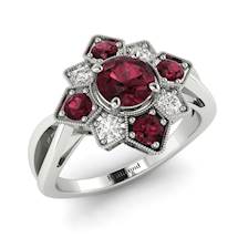 Garnet Ring White Gold Cluster Madonna