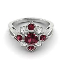 Garnet Ring White Gold Cluster Madonna