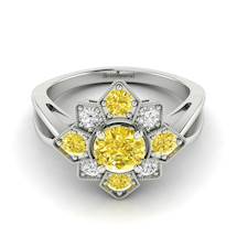 Yellow Sapphire White Gold Cluster Engagement Ring Madonna