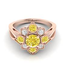Yellow Sapphire Rose Gold Cluster Engagement Ring Madonna