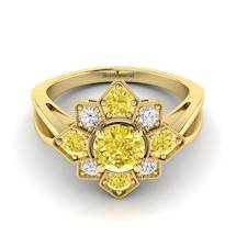 Yellow Sapphire Yellow Gold Cluster Engagement Ring Madonna