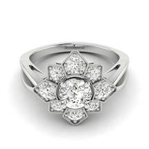 White Sapphire White Gold Cluster Engagement Ring Madonna