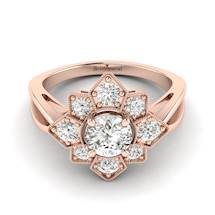 White Sapphire Rose Gold Cluster Engagement Ring Madonna