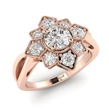 White Sapphire Rose Gold Cluster Engagement Ring Madonna