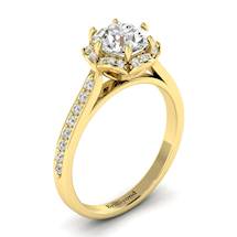 Diamond Yellow Gold Brilliant Cut Engagement Ring Rosebud