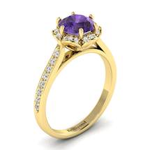 Amethyst Yellow Gold Brilliant Cut Engagement Ring Rosebud
