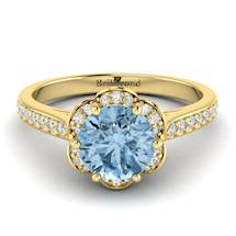 Aquamarine Yellow Gold Brilliant Cut Engagement Ring Rosebud