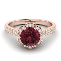 Garnet Ring Rose Gold Brilliant Cut Rosebud