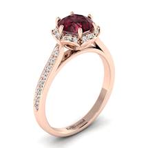 Garnet Ring Rose Gold Brilliant Cut Rosebud