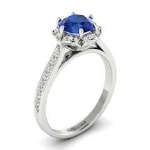 Blue Sapphire White Gold Brilliant Cut Engagement Ring Rosebud