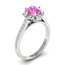 Pink Sapphire White Gold Brilliant Cut Engagement Ring Rosebud