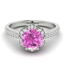 Pink Sapphire White Gold Brilliant Cut Engagement Ring Rosebud