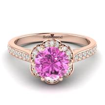Pink Sapphire Rose Gold Brilliant Cut Engagement Ring Rosebud