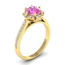 Pink Sapphire Yellow Gold Brilliant Cut Engagement Ring Rosebud