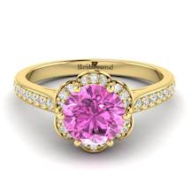 Pink Sapphire Yellow Gold Brilliant Cut Engagement Ring Rosebud