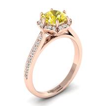 Yellow Sapphire Rose Gold Brilliant Cut Engagement Ring Rosebud