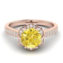Yellow Sapphire Rose Gold Brilliant Cut Engagement Ring Rosebud