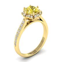 Yellow Sapphire Yellow Gold Brilliant Cut Engagement Ring Rosebud