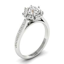 White Sapphire White Gold Brilliant Cut Engagement Ring Rosebud