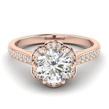 White Sapphire Rose Gold Brilliant Cut Engagement Ring Rosebud
