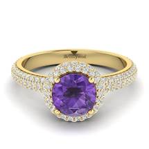 Amethyst Yellow Gold Halo Engagement Ring Whirlpool