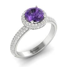 Amethyst White Gold Halo Engagement Ring Whirlpool