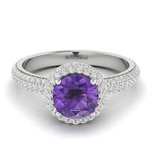 Amethyst White Gold Halo Engagement Ring Whirlpool