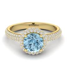 Aquamarine Yellow Gold Halo Engagement Ring Whirlpool